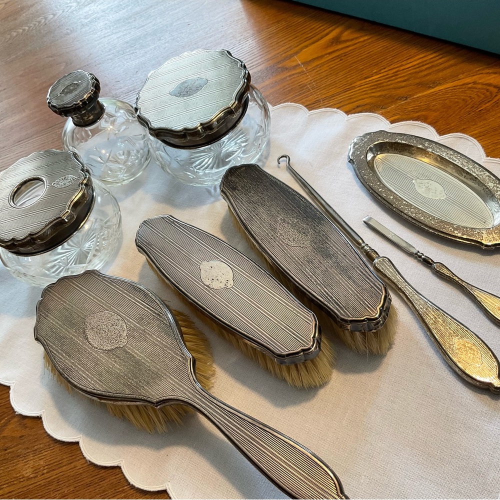 Antique Sterling Silver Vanity Set.